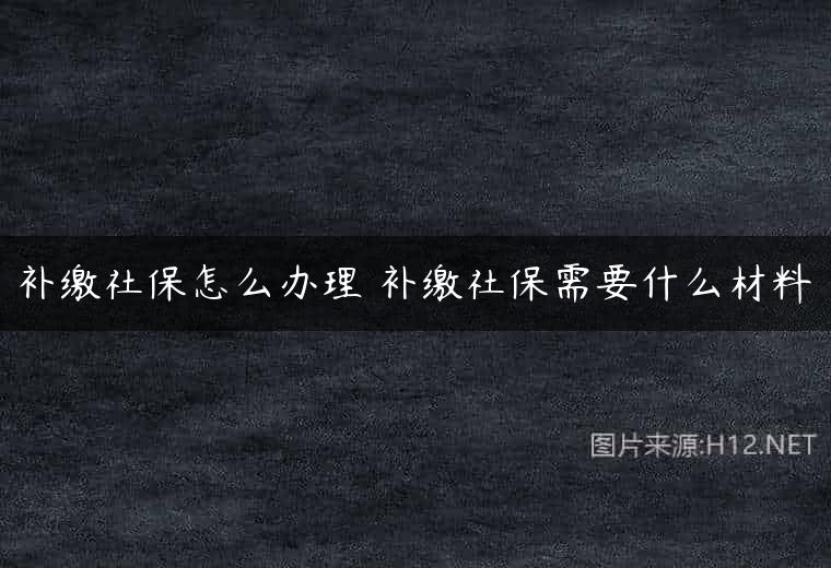 补缴社保怎么办理 补缴社保需要什么材料