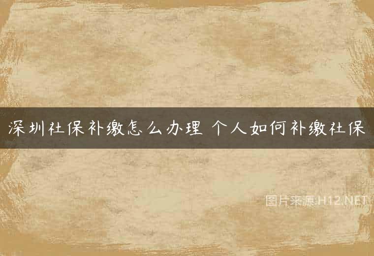 深圳社保补缴怎么办理 个人如何补缴社保