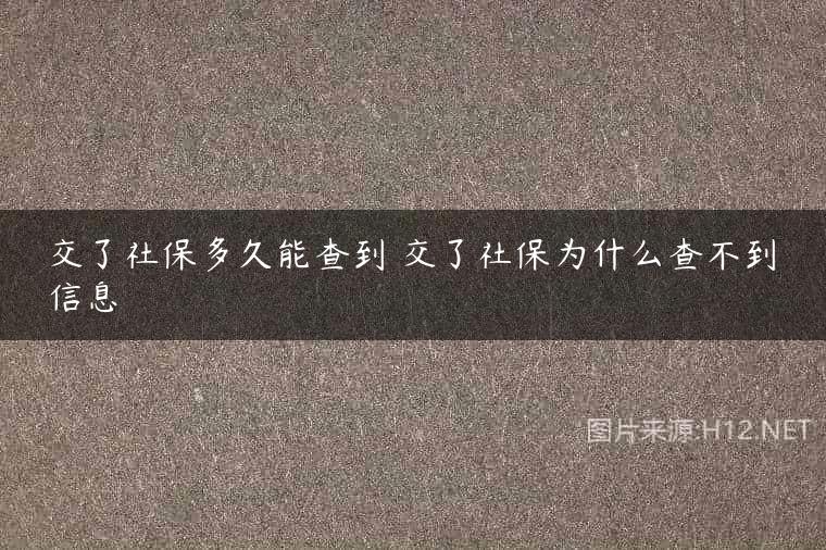 交了社保多久能查到 交了社保为什么查不到信息