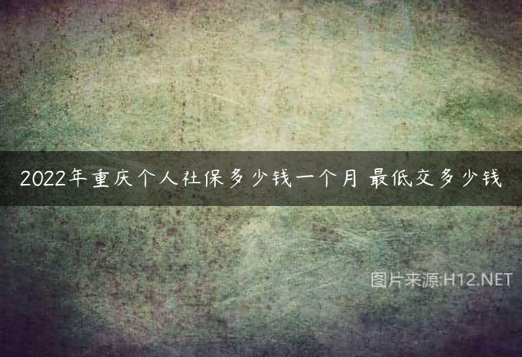 2022年重庆个人社保多少钱一个月 最低交多少钱