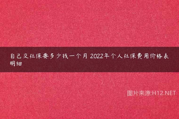 自己交社保要多少钱一个月 2022年个人社保费用价格表明细