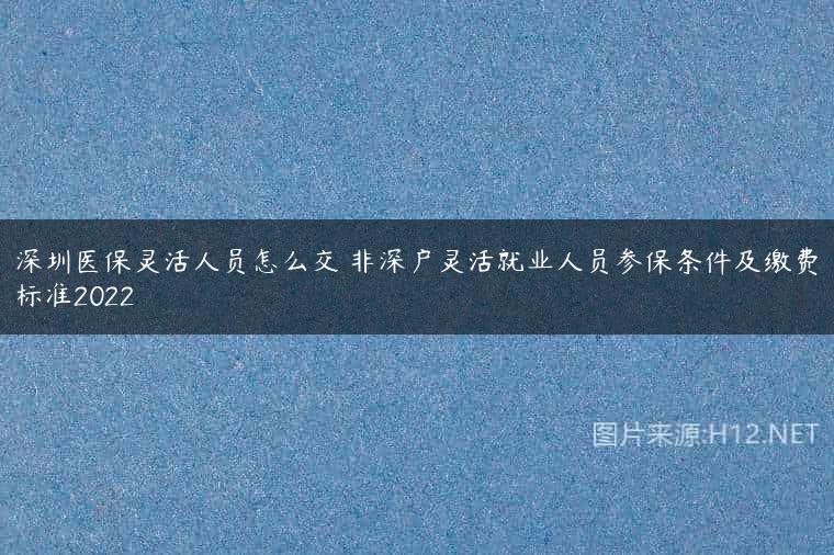 深圳医保灵活人员怎么交 非深户灵活就业人员参保条件及缴费标准2022