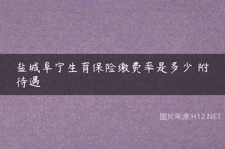 盐城阜宁生育保险缴费率是多少 附待遇