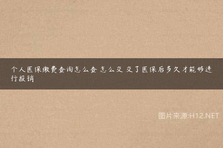 个人医保缴费查询怎么查 怎么交 交了医保后多久才能够进行报销