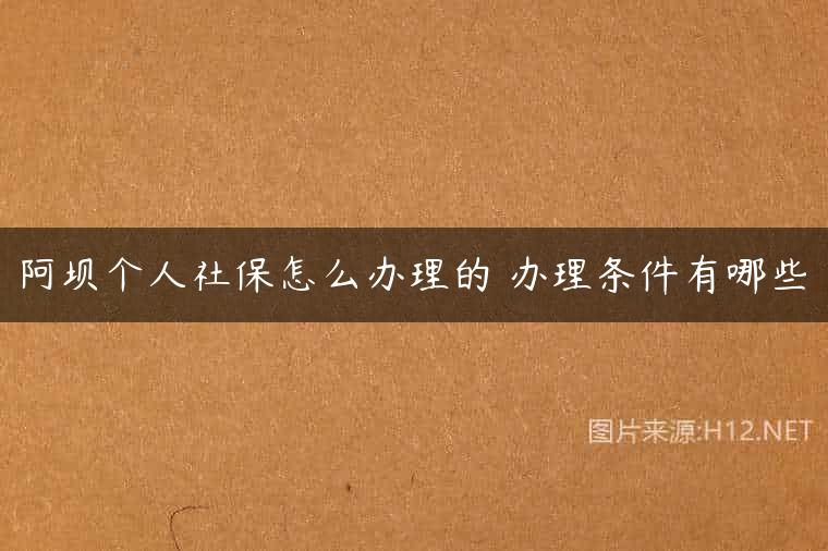 阿坝个人社保怎么办理的 办理条件有哪些