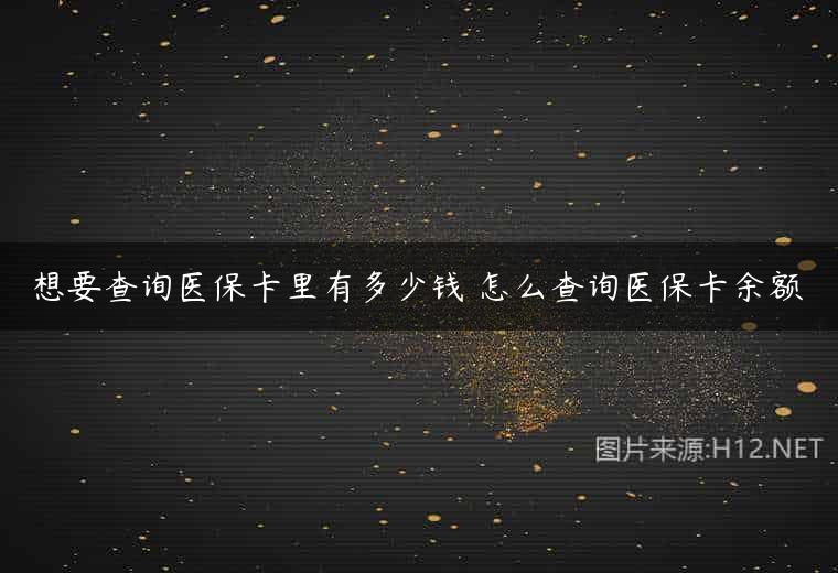想要查询医保卡里有多少钱 怎么查询医保卡余额
