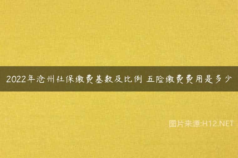 2022年沧州社保缴费基数及比例 五险缴费费用是多少