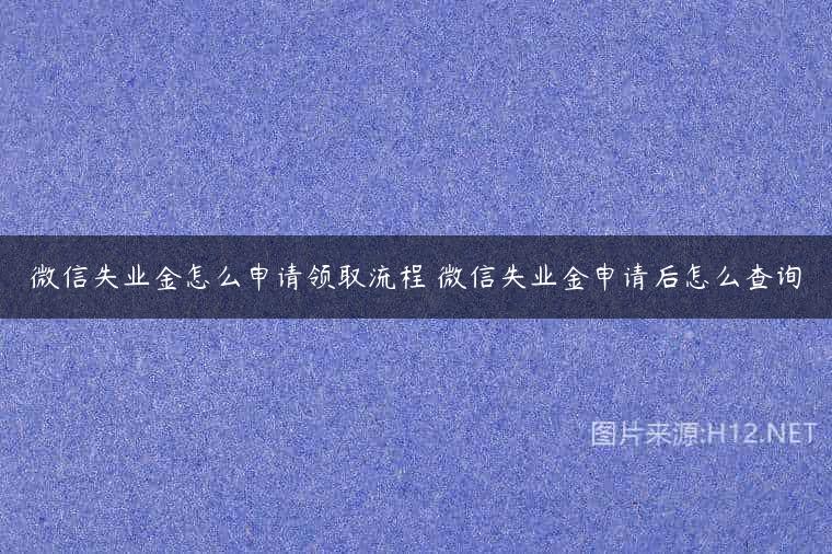 微信失业金怎么申请领取流程 微信失业金申请后怎么查询