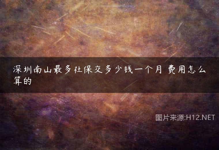 深圳南山最多社保交多少钱一个月 费用怎么算的