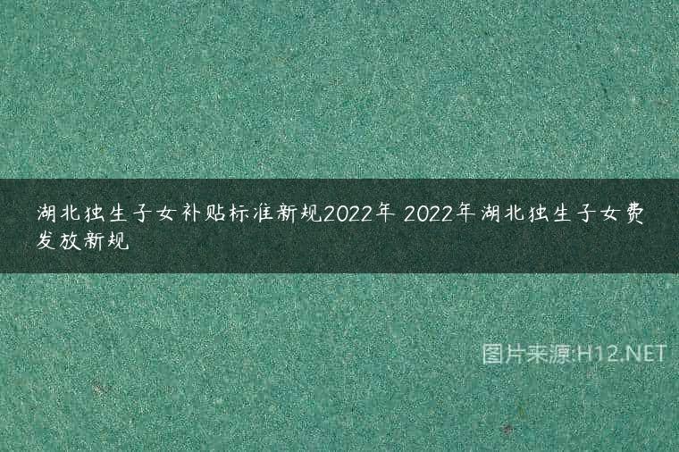 湖北独生子女补贴标准新规2022年 2022年湖北独生子女费发放新规