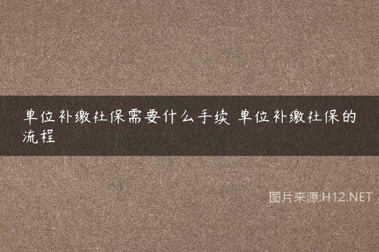 单位补缴社保需要什么手续 单位补缴社保的流程