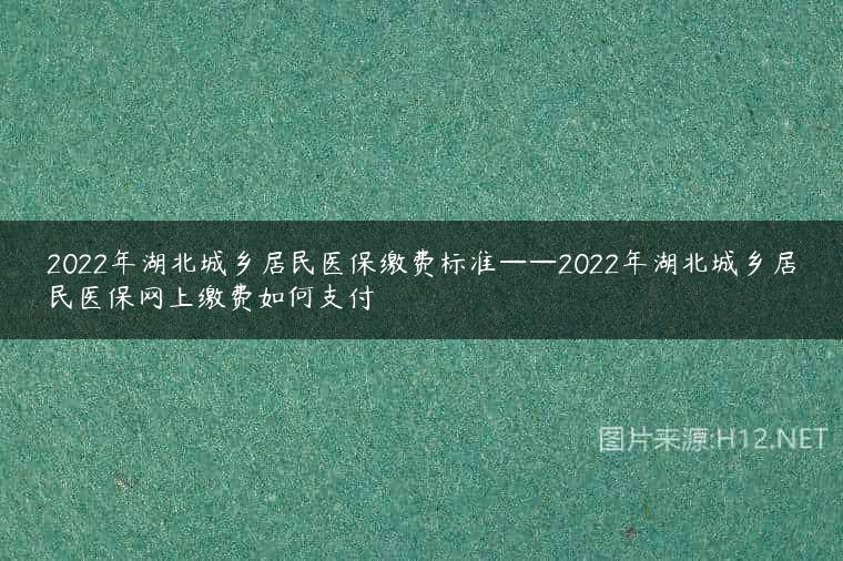 2022年湖北城乡居民医保缴费标准——2022年湖北城乡居民医保网上缴费如何支付