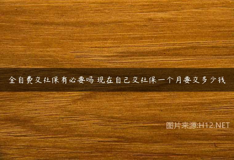 全自费交社保有必要吗 现在自己交社保一个月要交多少钱