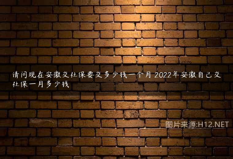 请问现在安徽交社保要交多少钱一个月 2022年安徽自己交社保一月多少钱
