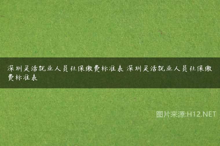 深圳灵活就业人员社保缴费标准表 深圳灵活就业人员社保缴费标准表