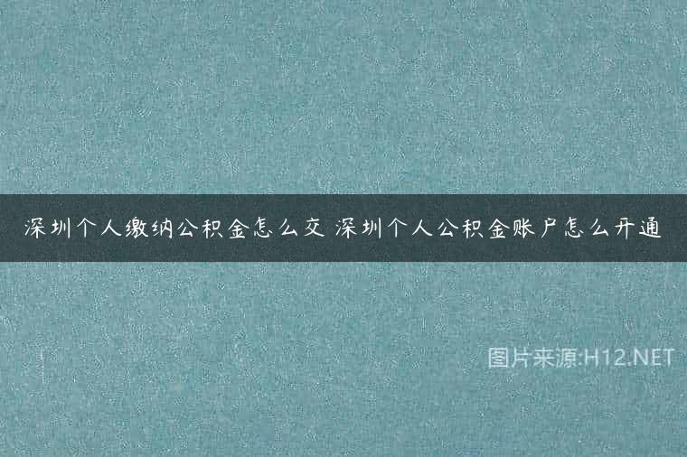 深圳个人缴纳公积金怎么交 深圳个人公积金账户怎么开通