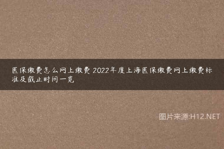 医保缴费怎么网上缴费 2022年度上海医保缴费网上缴费标准及截止时间一览