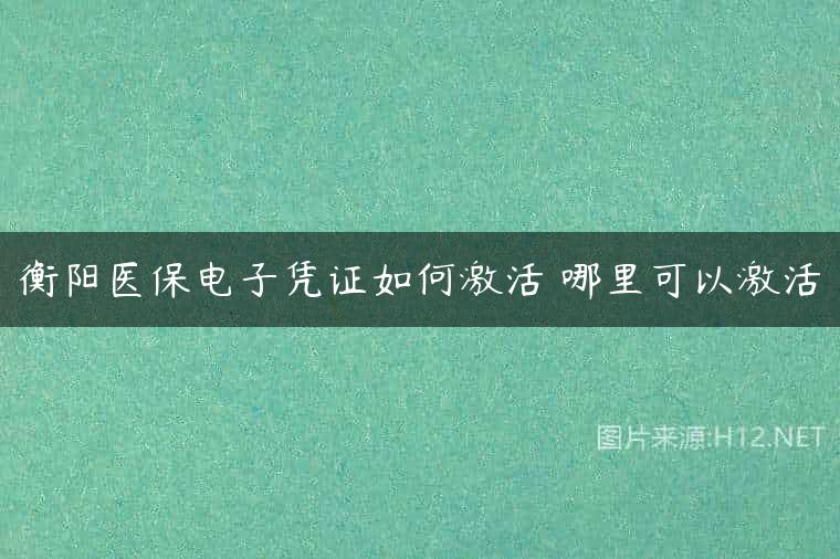 衡阳医保电子凭证如何激活 哪里可以激活