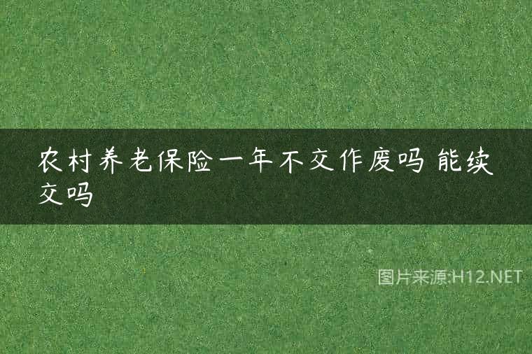 农村养老保险一年不交作废吗 能续交吗