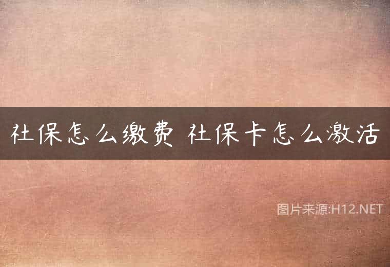 社保怎么缴费 社保卡怎么激活