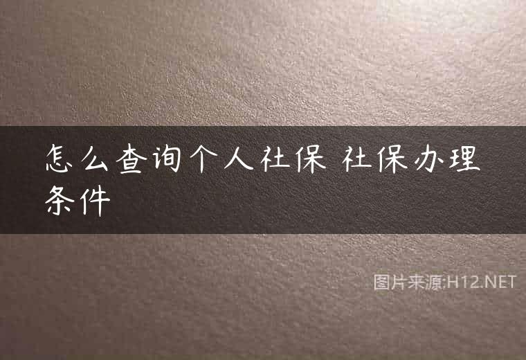 怎么查询个人社保 社保办理条件
