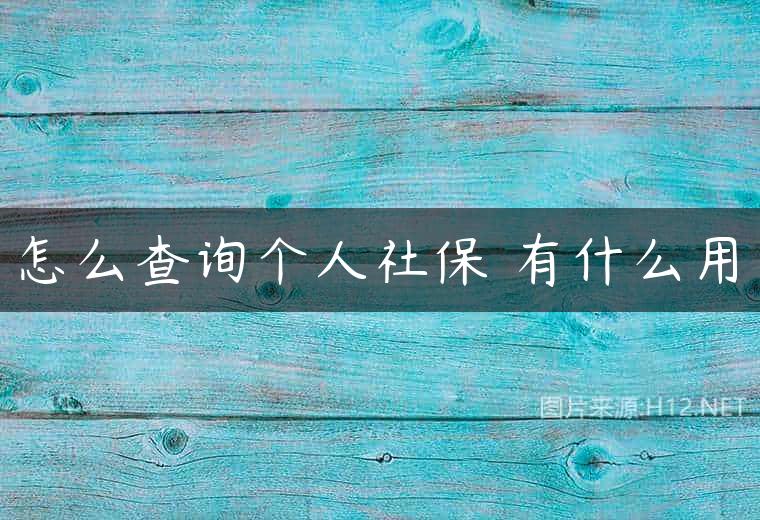 怎么查询个人社保 有什么用