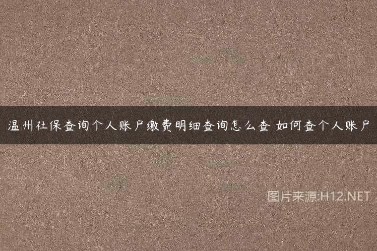 温州社保查询个人账户缴费明细查询怎么查 如何查个人账户