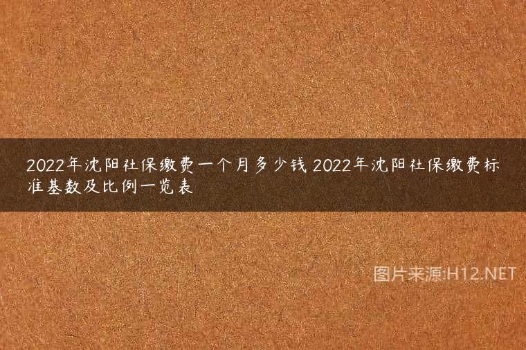 2022年沈阳社保缴费一个月多少钱 2022年沈阳社保缴费标准基数及比例一览表
