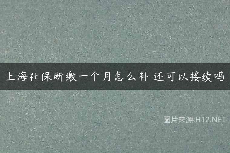上海社保断缴一个月怎么补 还可以接续吗