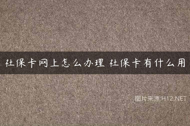社保卡网上怎么办理 社保卡有什么用