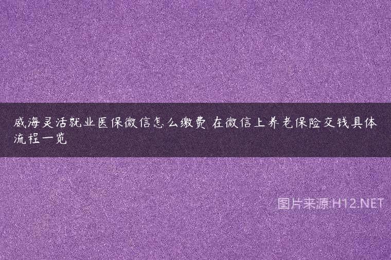 威海灵活就业医保微信怎么缴费 在微信上养老保险交钱具体流程一览