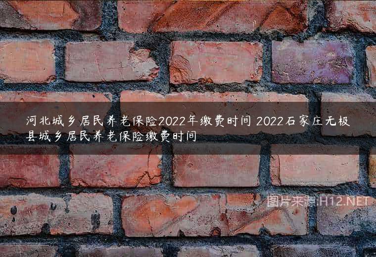 河北城乡居民养老保险2022年缴费时间 2022石家庄无极县城乡居民养老保险缴费时间