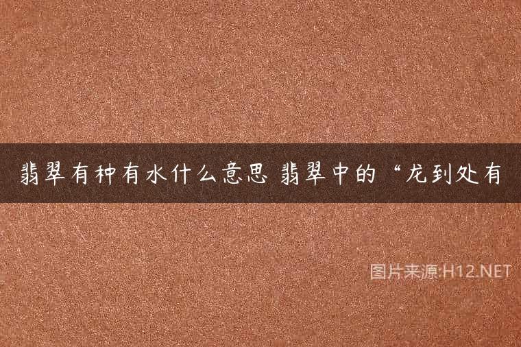 翡翠有种有水什么意思 翡翠中的“龙到处有