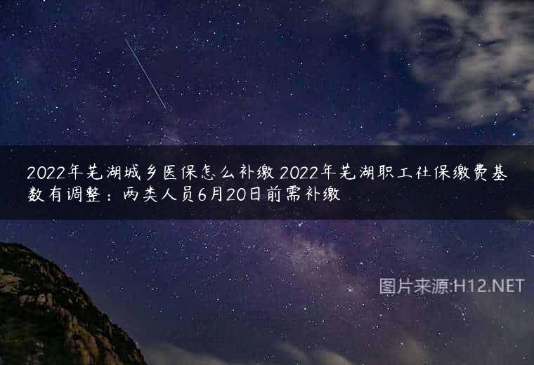 2022年芜湖城乡医保怎么补缴 2022年芜湖职工社保缴费基数有调整：两类人员6月20日前需补缴