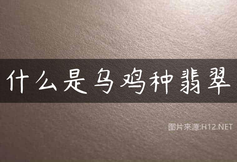 什么是乌鸡种翡翠