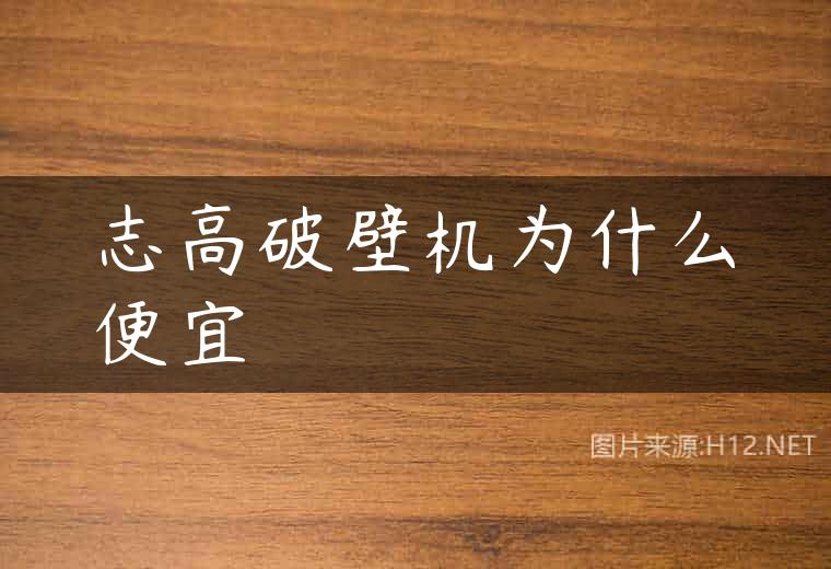 志高破壁机为什么便宜