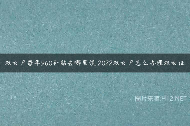 双女户每年960补贴去哪里领 2022双女户怎么办理双女证