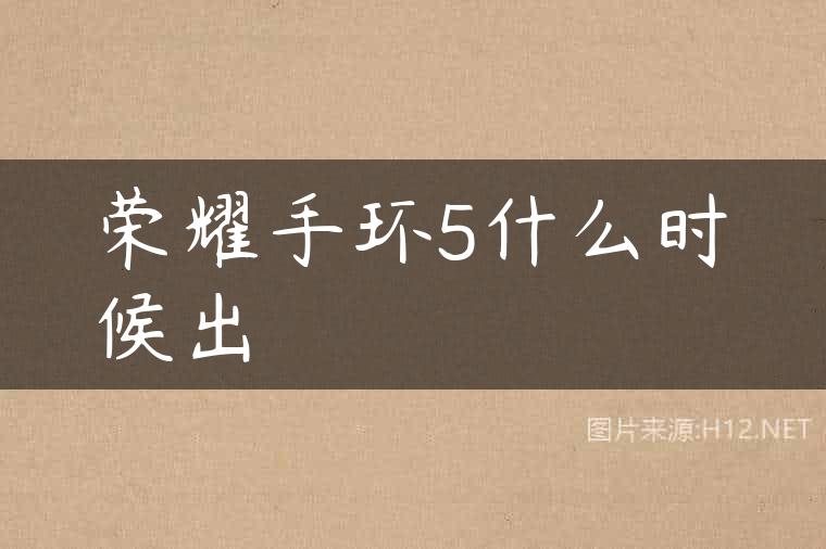 荣耀手环5什么时候出