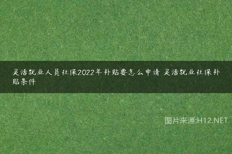 灵活就业人员社保2022年补贴要怎么申请 灵活就业社保补贴条件