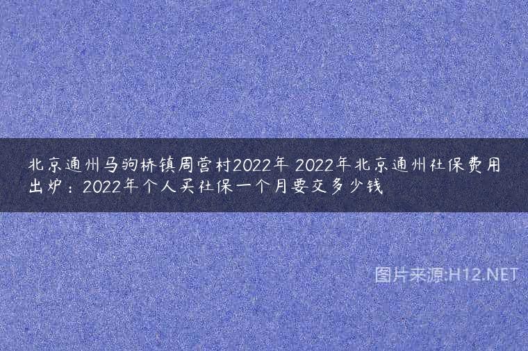北京通州马驹桥镇周营村2022年 2022年北京通州社保费用出炉：2022年个人买社保一个月要交多少钱
