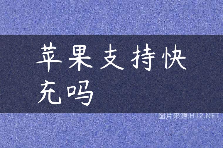 苹果支持快充吗