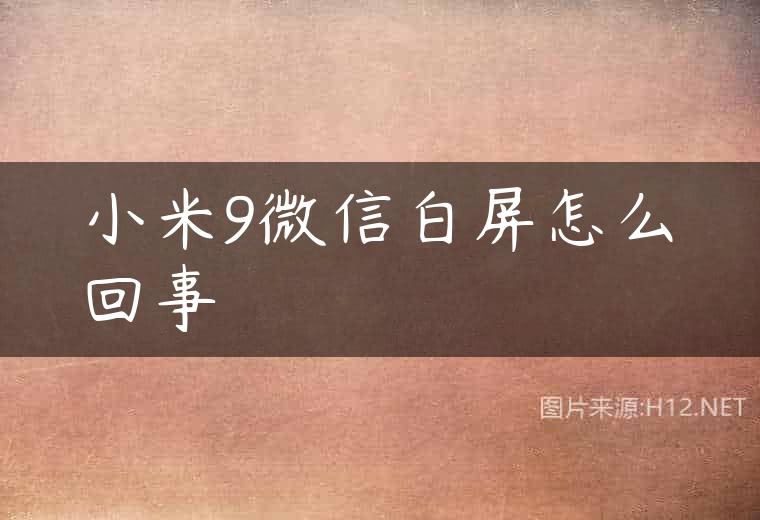 小米9微信白屏怎么回事