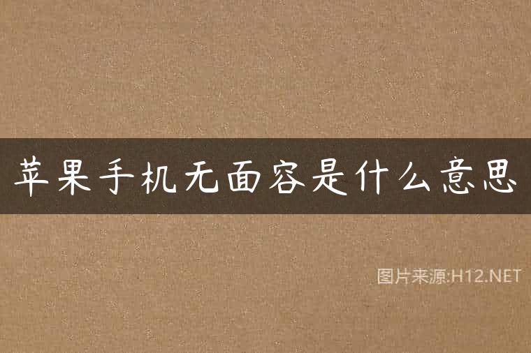 苹果手机无面容是什么意思