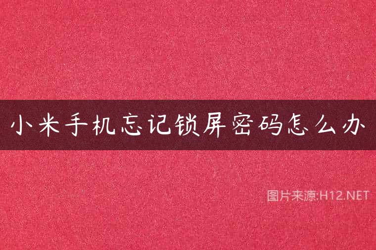 小米手机忘记锁屏密码怎么办