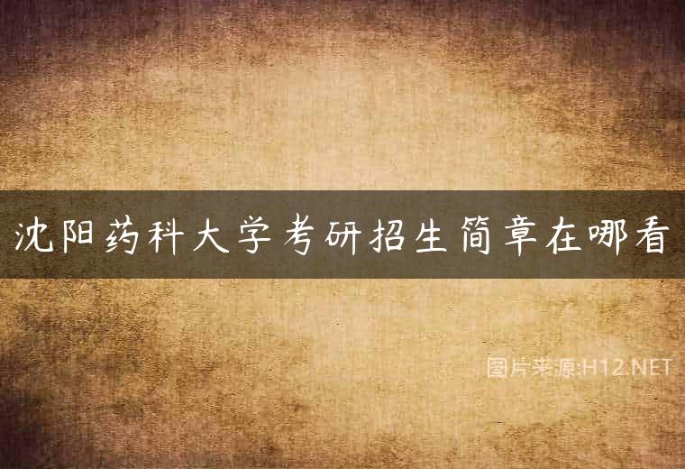 沈阳药科大学考研招生简章在哪看