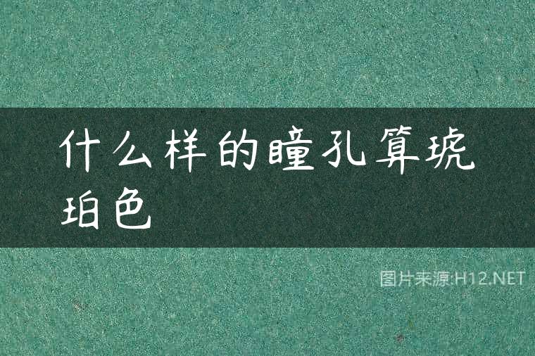 什么样的瞳孔算琥珀色