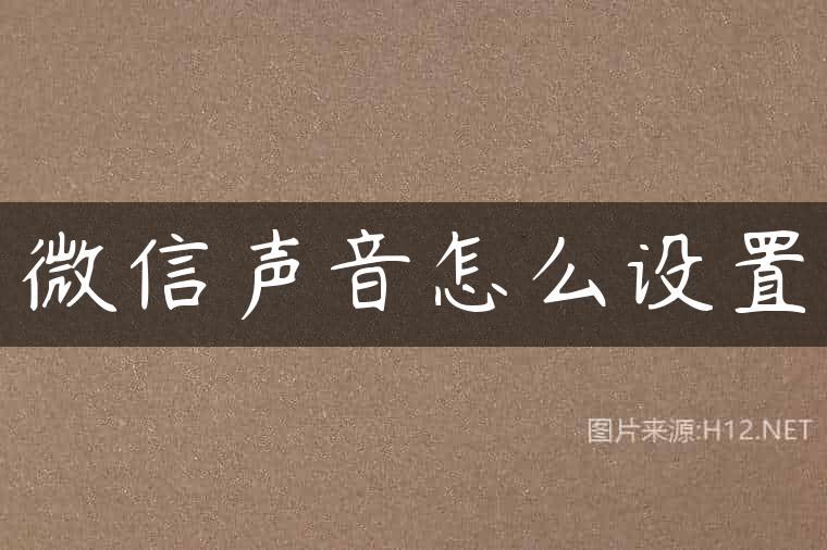 微信声音怎么设置