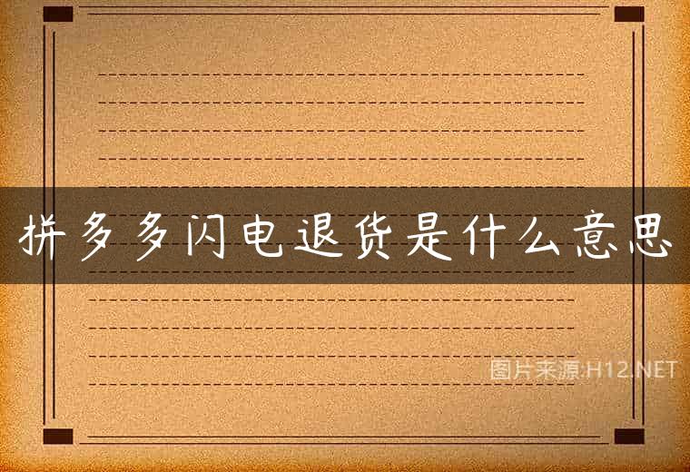 拼多多闪电退货是什么意思