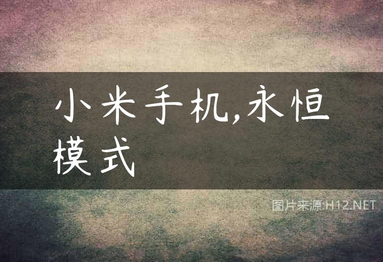 小米手机,永恒模式