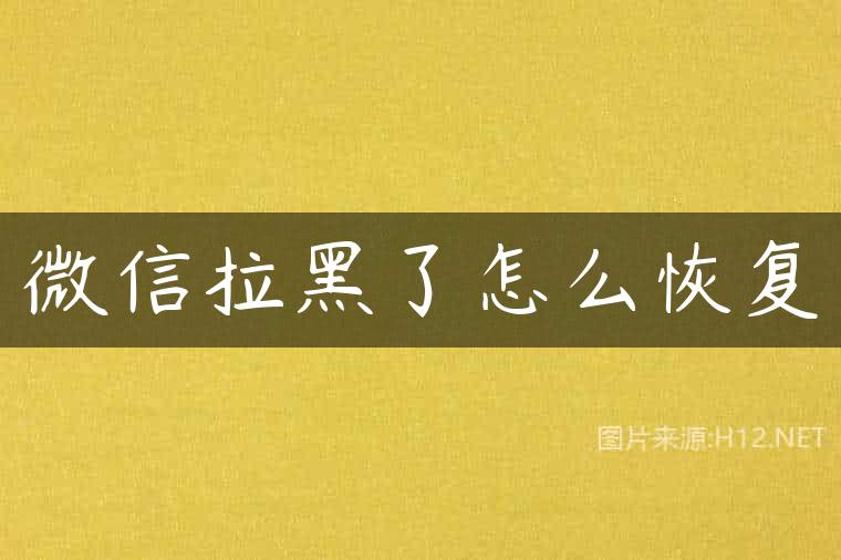 微信拉黑了怎么恢复